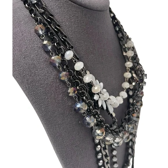 🎉 HP! ❤️ NWT! Simply Vera / Vera Wang Gunmetal Chain Cluster Necklace - Picture 3 of 7